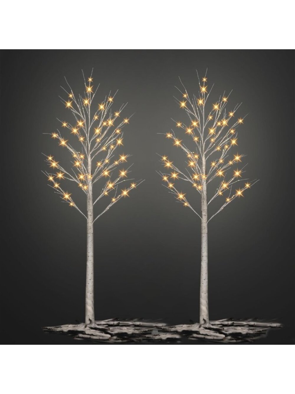 2 Pack 6 Ft Warm White LED Birch Tree Lights - Twinkling Holiday Decor for